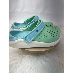 Girl's Crocs Perforated Aqua Blue Platform Toddler Size 11 GUC